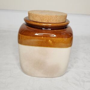 70s Lidded Glazed Clay Crock Canister